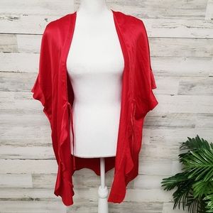 ❤️Victoria's Secret Red Love Hearts Print Silky Satin Lingerie Lounge Robe